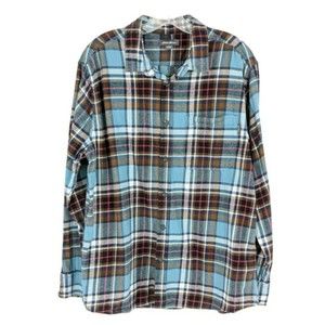 Eddie Bauer XL Bristol Plaid Flannel Button Up Long Sleeve Shirt 100% Cotton